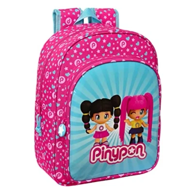 Imagen de PINYPON Mochila Escolar Infantil Animada, Niño, Infantil, Adaptable a Carro, Ideal para Niños en Edad Escolar, Cómoda y Versátil, Calidad Resistencia, 26x11x34 cm, Color Rosa/azul