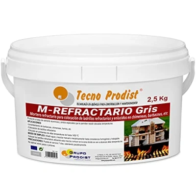 Imagen de M refractario GRIS de Tecno Prodist (2,5 kg) Mortero especial ladrillos refractarios y enlucidos en zonas que alcancen altas temperaturas como barbacoas, hornos o chimeneas.