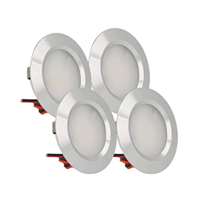 Imagen de LEDLUX 4 Piezas Mini Led Downlight Redondo Delgado 3W DC 12V 24V Agujero 50mm Para Luces Cocina Baño Camper (Plata, 6000K)