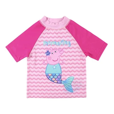 Imagen de Camiseta de Baño Peppa Pig para Niña Color Rosa Talla 24 Meses Tejido Secado Rápido Estampado Disfrazada Sirena Producto Original Diseñado en España