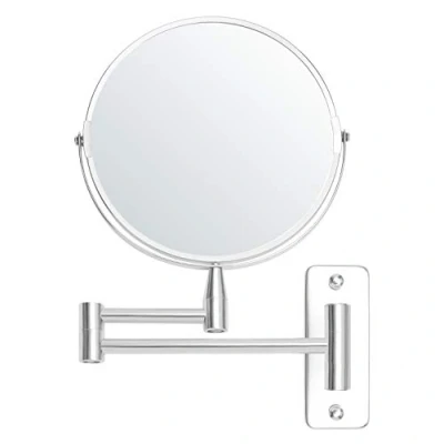Imagen de BELLE VOUS Espejo Aumento 5 x de Pared Extensible Giro 360 Cromado Maquillaje 22 20,7 cm Dos Lados Acero Inoxidable Tocador Baño, Afeitarse