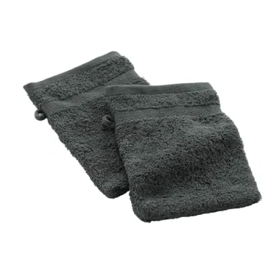 Imagen de Douceur d&#039;Intérieur Elegance 2 Guantes de baño (15 x 21 cm) Antracita, 100% algodón Liso
