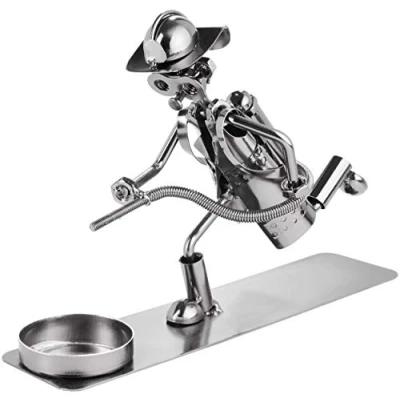 Imagen de BRUBAKER Hombre de Tornillo Bombero con Portacandelitas Figura Hierro Hecha a Mano Metal Regalo para Bomberos Bomberas