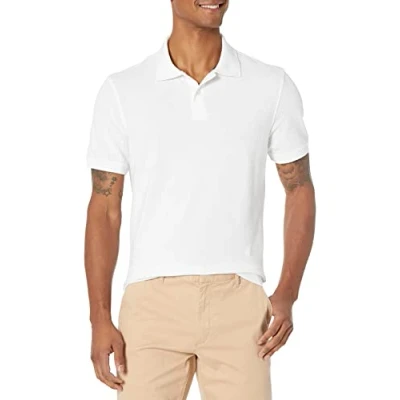 Imagen de Amazon Essentials Polo de Piqué Algodón Ajuste Entallado Hombre, Blanco, L