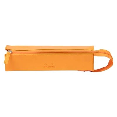 Imagen de Clairefontaine ES RHODIA 319025C Estuche de plumier rodiarama naranja 23 x 5 cm Apertura plana para usar como plumero piel sintética Almacenamiento bolígrafos, lápices, rotuladores