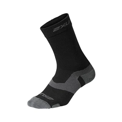 Imagen de 2XU Calcetines unisex Vectr Merino Light Cushion Crew, Unisex, Calcetines, UA5054e, Negro/Titanio, S