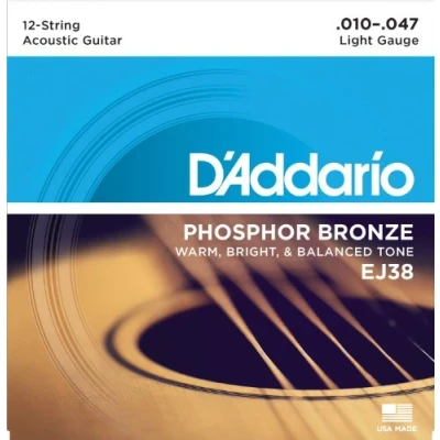 Imagen de Cuerdas GUITARRA ACUSTICA D&#039;Addario (EJ/38) Extra Lite 12 (Juego Completo 010/047)