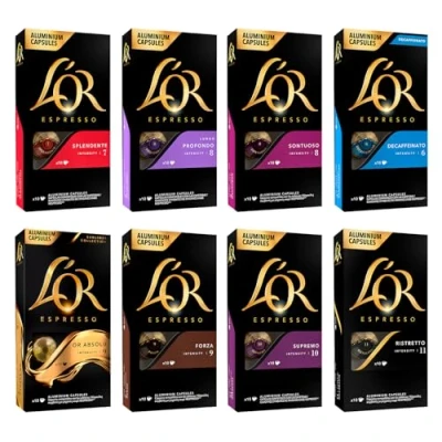 Imagen de L&#039;OR Espresso Surtido de Cápsulas Café 8 sabores Intensidades 6 a 11 80 Compatibles Nespresso (R)