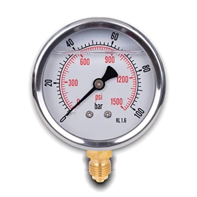 Imagen de Manómetro de glicerina conexión radial, IP65 acero inoxidable 63 mm con conector inferior, 1/4 (0 100bar)