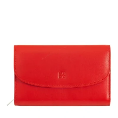 Imagen de DUDU Cartera de Mujer Piel Suave y Colorida, Monedero con Cremallera, 12 Compartimentos para Tarjetas, Multicolor Rojo Fuego