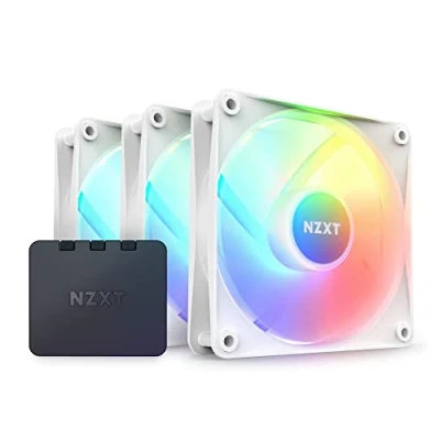 Imagen de NZXT Core F120 RGB Pack triple RF C12TF W1 3 ventiladores de 120 mm montados en hub con controlador 8 ledes controlables individualmente Rodamiento dinámico fluido Blanco