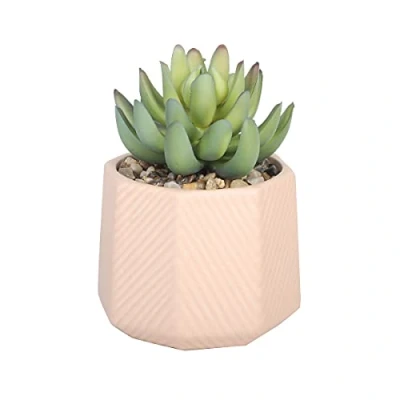 Imagen de Sleepdown Halo Verde Artificial Planta suculenta Rosa Geo Maceta para el hogar Oficina baño decoración Interior estética