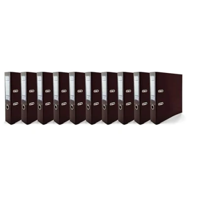 Imagen de Netuno 10x Ekobox Archivador Marrón chocolate brillante 2 anillas 7,5cm lomo estrecho tamaño A4 organizador de cartón sólido para oficina estanterías carpetas y escritorio despacho