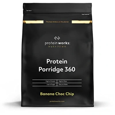 Imagen de THE PROTEIN WORKS Gachas de Avena alto valor proteico 360 Plátano con Pepitas Chocolate Desayuno bajo en azúcar Vitaminas agregadas integral índice glucémico 500g