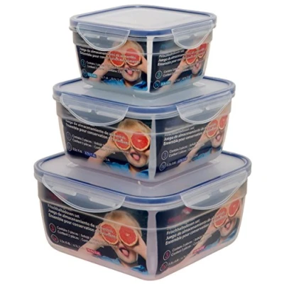 Imagen de Maturi Juego de 3 recipientes para almacenamiento alimentos con tapas herméticas, sin BPA, 0,8 L 2,6