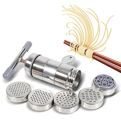 Imagen de Máquina de Fabricación Fideos Pasta Casera Robusta Operación Manual Acero Inoxidable Para Fettuccine Fresco Espaguetis Lasaña Masilla Rodillo