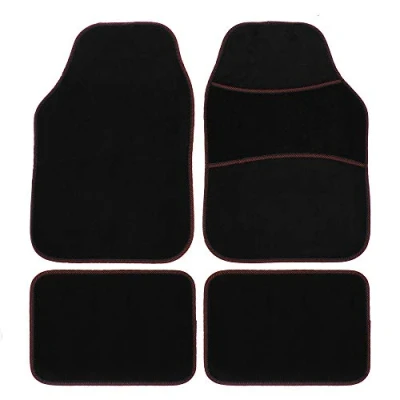 Imagen de JVL 01 927RD Juego de Alfombrillas universales con Respaldo PVC, 4 Unidades, Color Negro y Rojo