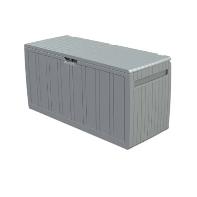 Imagen de Gardiun Baúl de Almacenaje Fabricado en Resina Top 117x45,5x57,50 cm 270L Montaje Clic con Sistema Cierre Color Gris