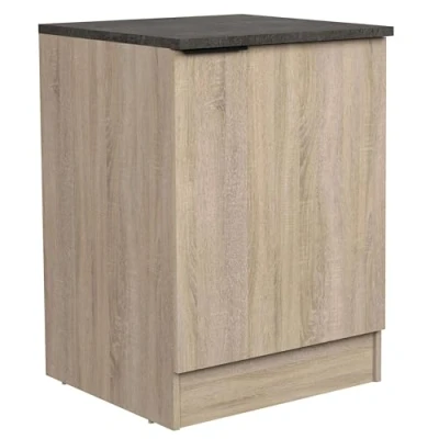 Imagen de Módulo Cocina Inferior Arko en Color Roble Áspero y Negro con 1 Puerta Estante Tirador Aluminio 60x60x86 cm