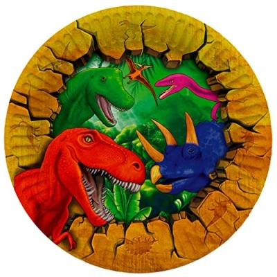Imagen de Folat 61932 Vajilla de Fiesta Platos Ø 23cm 8 piezas Dinosaurio papel para Cumpleanos, infantil, Despedida Soltera, Compromiso, Boda, Aniversario