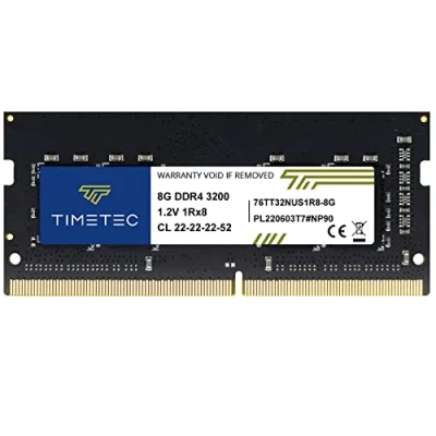 Imagen de Timetec 8GB DDR4 3200MHz PC4 25600 Non ECC Unbuffered 1.2V CL22 1Rx8 Single Rank 260 Pin SODIMM Compatible con AMD e Intel Gaming Laptop Notebook PC Computer Memory RAM Module Upgrade