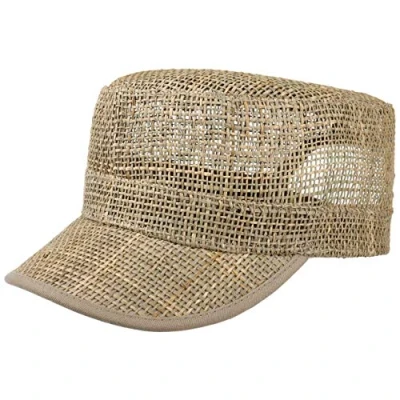 Imagen de LIPODO Gorra Militar de Paja Mujer/Hombre Playa Verano con Visera, Cierre autoadherente Primavera/Verano Talla única Natural