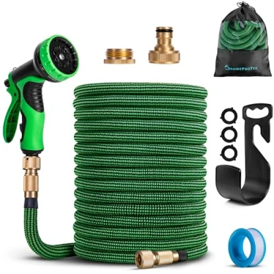 Imagen de HOMEPROTEK Manguera Extensible 30 metros Jardin con Pistola Riego de 9 Funciones Enrollable para Conectores Latón 1/2&quot; y 3/4&quot; Garden Hose
