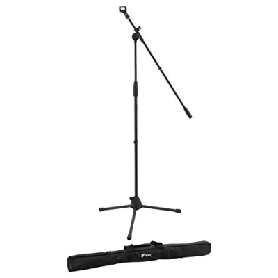 Imagen de World Rhythm Boom Soporte de micrófono y clip micrófono, ajustable en altura con base trípode