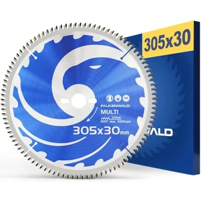 Imagen de FALKENWALD Hoja de Sierra Circular 305 x 30 mm Ideal para Madera Metal y Aluminio Disco Corte compatible con Tronzadora Bosch, DeWalt &amp; ATIKA