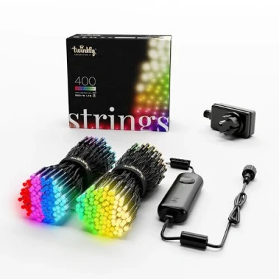Imagen de Twinkly Strings 400 LED RGB+ Blanco, Guirnalda de luces LED, inteligentes para interiores y exteriores, compatible con Home Kit, Alexa Google Home, Gaming, IP44, control aplicación, cable
