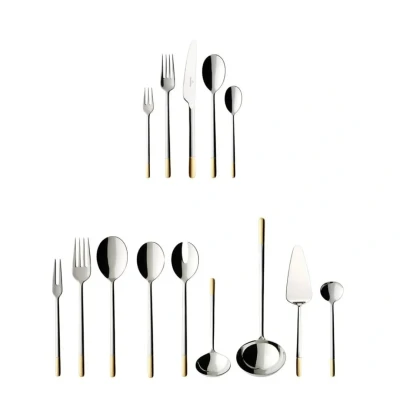 Imagen de Villeroy &amp; Boch Ella Set de Cubiertos 12 Personas 70 Piezas Plata/Platino, Apto para Lavavajillas, Cubertería Completa, Cuberteria Dorada, Acero Inoxidable