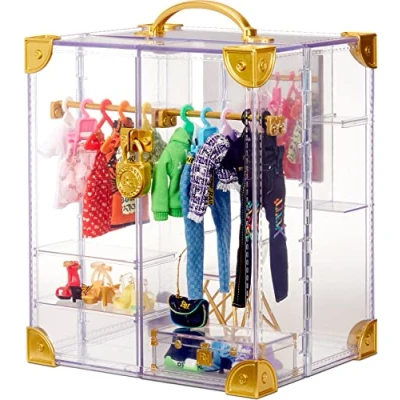 Imagen de Rainbow High 574323EUC Armario portátil Transparente, Más de 31 artículos Moda y Ropa muñecas, Accesorios Cajas Almacenamiento, Edad: 6 12 años, Multicolor