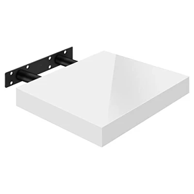 Imagen de WOLTU Estante de Pared Tablero Volato Flotante Libre CD DVD Libro Madera 25x22,9x3,8cm, Blanco, RG9488ws