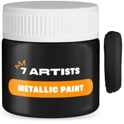 Imagen de 7 Artists Pintura Acrilica Metalizada Negra 50 ml Acrílica Pinturas Acrilicas Metalizadas para Manualidades, Metal, Madera