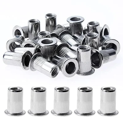 Imagen de Gueenky 150 Piezas Tuercas Remachables de Acero Inoxidable, M5 Remaches Roscados Remachables, Kit para Muebles Madera