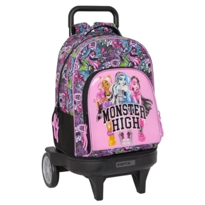 Imagen de Safta MONSTER HIGH DRAMA Mochila Grande con Ruedas, Compacta, Extraíble, Ideal para Niños de Diferentes Edades, Cómoda y Versátil, Calidad Resistencia, 33x22x45 cm