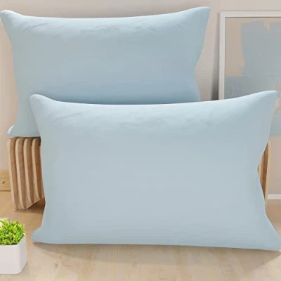 Imagen de PETTI ARTIGIANI ITALIANI Par de Fundas Almohada 145x40 cm, Pareja Funda Cojín Lisas Celeste, 100% Microfibra Hipoalergénica, Made in Italy