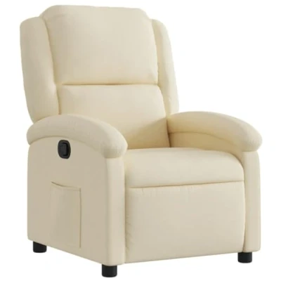 Imagen de vidaXL Sillón Reclinable, Silla con Respaldo Reposabrazos, de Televisión Relax Descanso, Asiento para Salón Hogar, Tela Crema