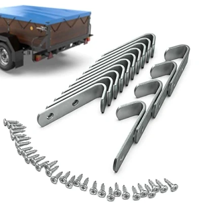 Imagen de Tarpofix® Ganchos para Lona 50x13x2,5 mm Incl. Tornillos (20 uds) de Remolque y Redes Red Acero galvanizado fijación Lateral del