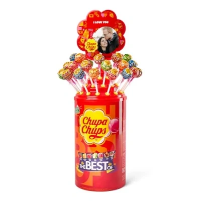 Imagen de Chupa Chups Tore personalizada con foto de 100 piruletas y 6 sabores diferentes imagen, nombre o texto