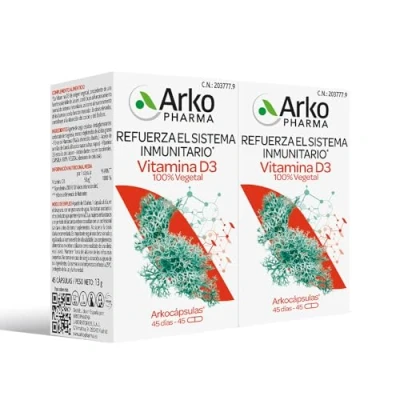 Imagen de Arkopharma Arkocápsulas Vitamina D3 100% Natural, 90 Cápsulas, Ayudar a Reforzar el Sistema Inmunitario y las Defensas, Mantenimiento de los Huesos, Función Ocular, Complemento Alimenticio