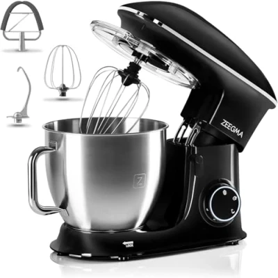 Imagen de ZEEGMA ZE PLANEET CHEF, Robot de cocina multifunción, Amasadora, 2200 W, con Cuenco Acero Inoxidable 6.5 L, 7 velocidades, Incluye Juego 3 Piezas Pastelería (Black)