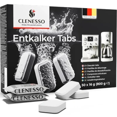 Imagen de CLENESSO Pastillas descalcificador (50 unidades) cafetera compatibles con Jura, Delonghi, Krups, etc. para el cuidado y limpieza óptimos