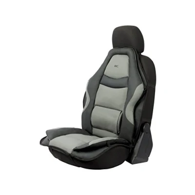 Imagen de BC CORONA Respaldo Asiento simil Piel para Coche Universal, Color Gris/Negro