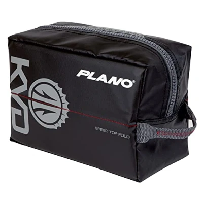 Imagen de Plano KVD Wormfile Signature Series Speedbag, pequeño, tela recubierta de TPE negro con interior rojo, resistente al agua, almacenamiento pesca suave para cebos y gusanos, sin color, 24 Oz, moderno