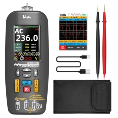 Imagen de BSIDE O1 Multímetro Digital TRMS Osciloscopio Portátil y Detector de Voltaje 3 en 1 LCD a Color 10Mhz Memoria Voltímetro Amperímetro Capacimetro Recargable para PC Audio DIY Automoción Electrónica
