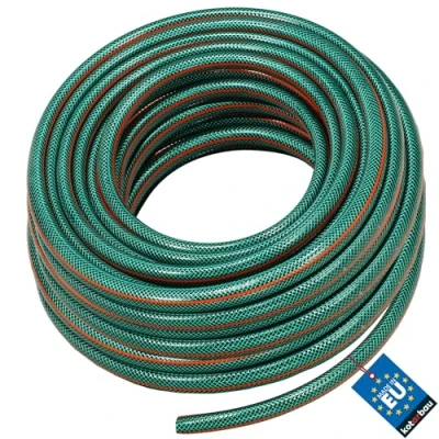 Imagen de KOTARBAU® Manguera de jardín 3/4&quot;, 50 m, 3 capas, PVC reforzada, Color verde, profesional para regar plantas, jardín, agua, riego flexible