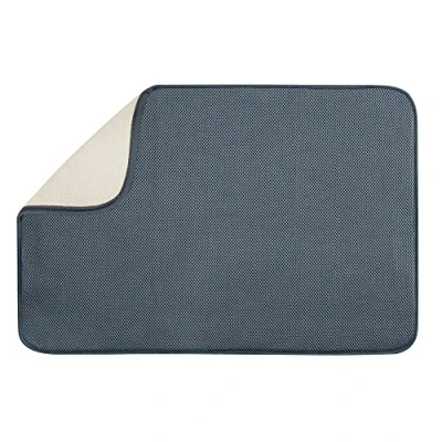 Imagen de iDesign iDry Tapete de cocina, alfombrilla escurreplatos extragrande y fina poliéster para un secado platos rápido, gris estaño/marfil