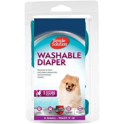 Imagen de Simple Solution Pañales Reutilizables Lavables para Perras, Absorbentes con Ajuste a Prueba de Fugas, Micción Excitable o Incontinencia 1 x Pañal XL