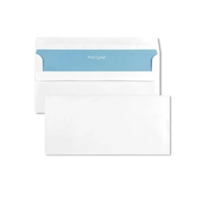 Imagen de Netuno 100x sobres largos color blanco DIN DL 110x220mm 80g Promail con impresión interior azul y solapa recta sin ventanas autoadhesivos americanos comerciales para cartas empresas correos
